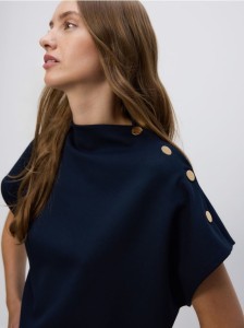 Bluzka z ozdobnymi guzikami - granatowy