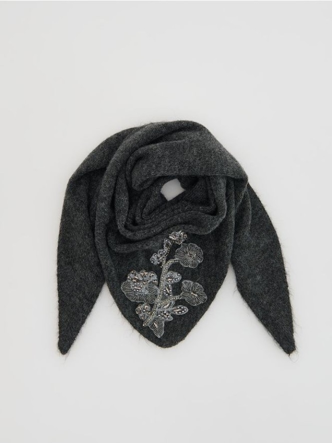 Szal z wełną - ciemnoszary