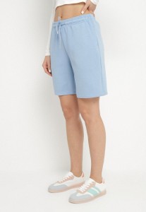 Jasnoniebieskie Szorty Wykończone Gumką w Pasie i Wsuwanymi Kieszeniami Ritardia