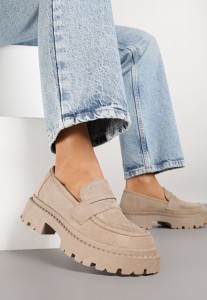 Ciemnobeżowe Wsuwane Mokasyny Vices na Platformie Dionela