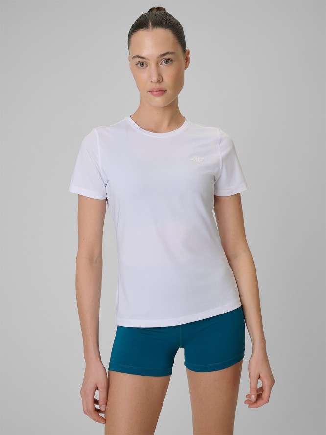 4F Koszulka treningowa regular szybkoschnąca damska - biała XS