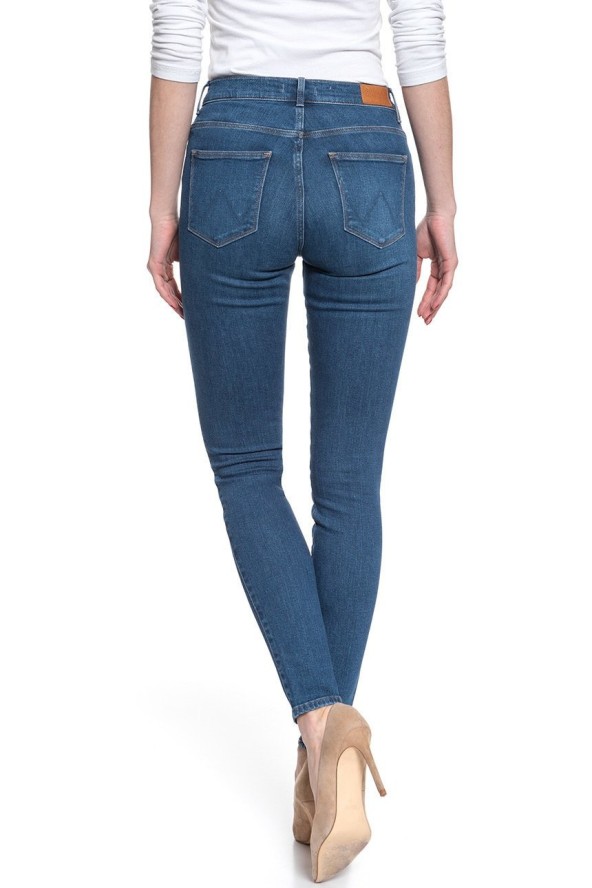 DAMSKIE SPODNIE JEANSOWE WRANGLER HIGH RISE SKINNY MID INDIGO W27HVQX8E 112128135