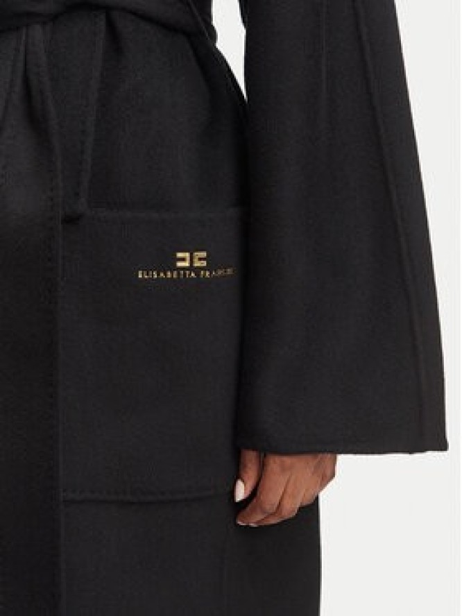 Elisabetta Franchi Płaszcz wełniany CP-01D-66E2-V850 Czarny Regular Fit