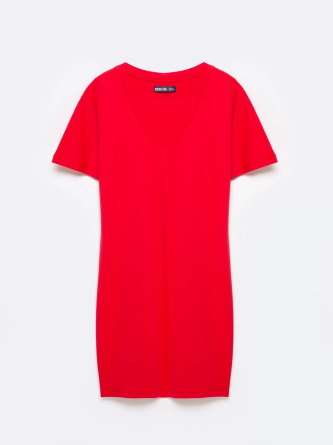 Sukienka damska bawełniana z krótkim rękawem czerwona Zorkaya 603