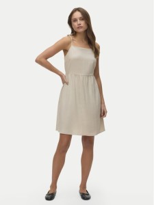 Vero Moda Sukienka letnia Mymilo 10340527 Beżowy Regular Fit