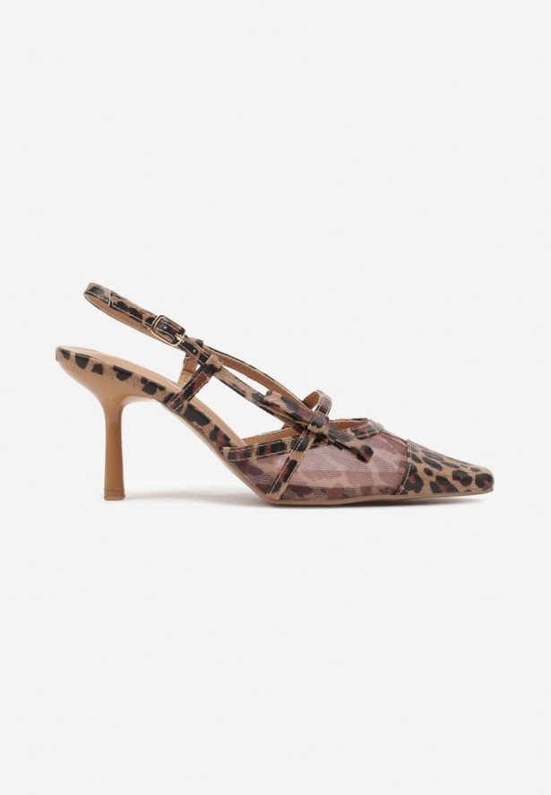 Panterkowe Czółenka na Szpilce z Przezroczystą Cholewką i Odkrytą Piętą Findexis