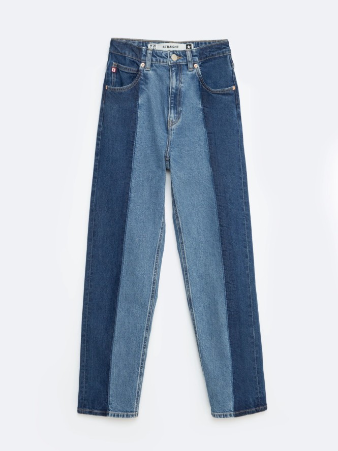 Jeansy damskie dwukolorowe niebieskie Avril 491