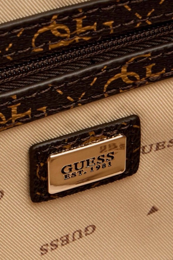 GUESS Brązowa damska shopperka logowana Noelle Tote
