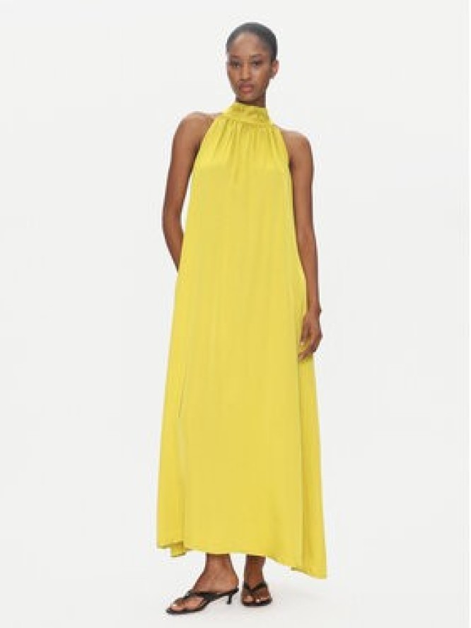 ViCOLO Sukienka koktajlowa TD0768 Żółty Regular Fit