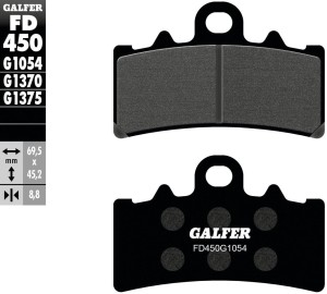 GALFER FD450 G1054 klocki hamulcowe organiczne 69,5 x 8,8 x 45,2 mm