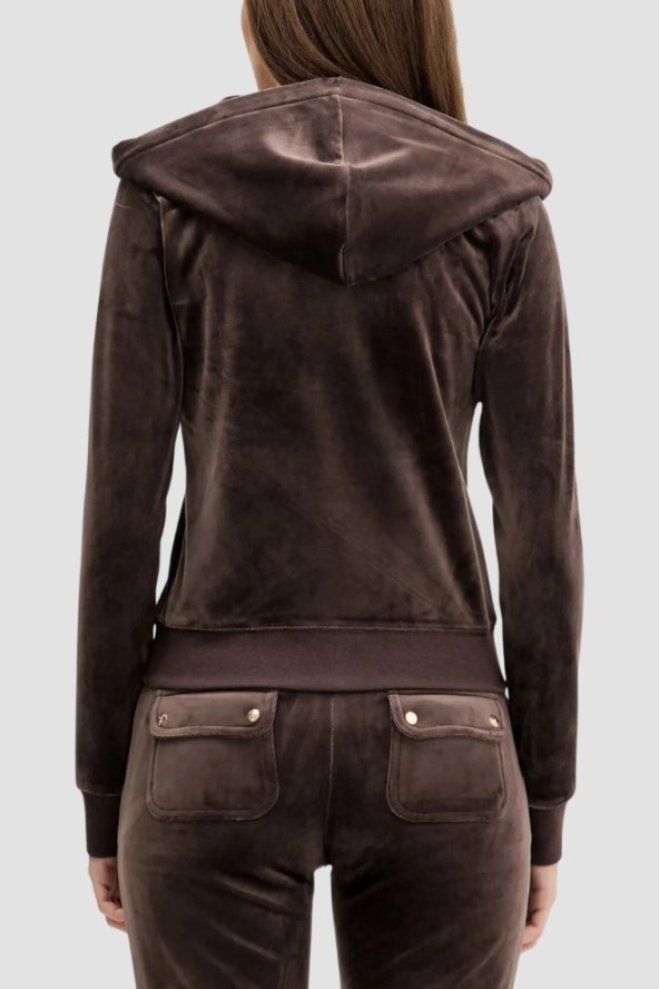 JUICY COUTURE Czekoladowa bluza damska Robertson Hoodie, Rozmiar S