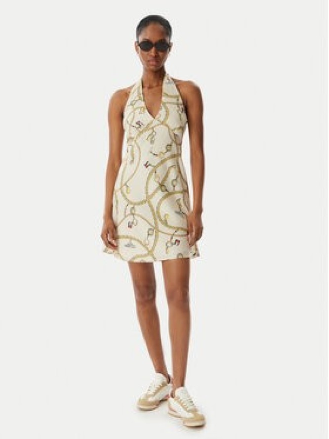 Tommy Jeans Sukienka letnia Chain Print DW0DW22346 Beżowy jasny Slim Fit