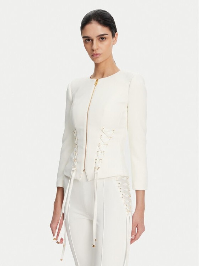 Elisabetta Franchi Marynarka GI-135-51E2 Biały Regular Fit