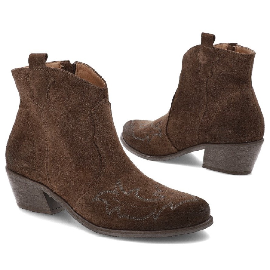 Brązowe Botki Armodo Stylowe Kowbojki Damskie