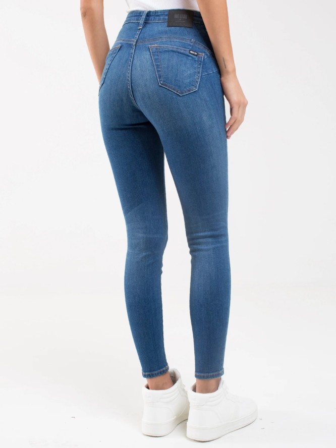 Jeansy damskie push up niebieskie Mariella High Waist 458