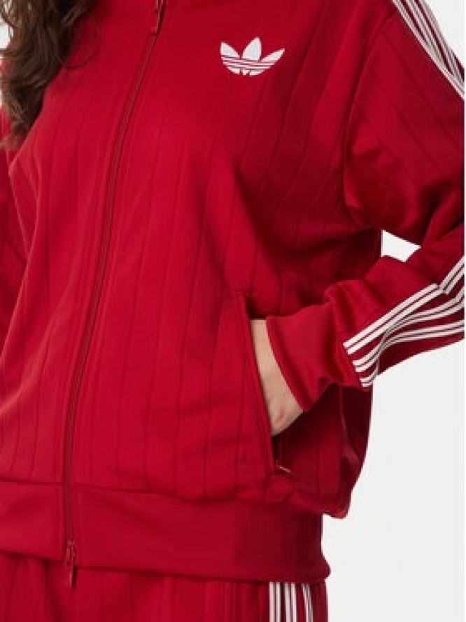 adidas Bluza Pinstripe Firebrid Loose Tracktop KS9984 Czerwony Regular Fit