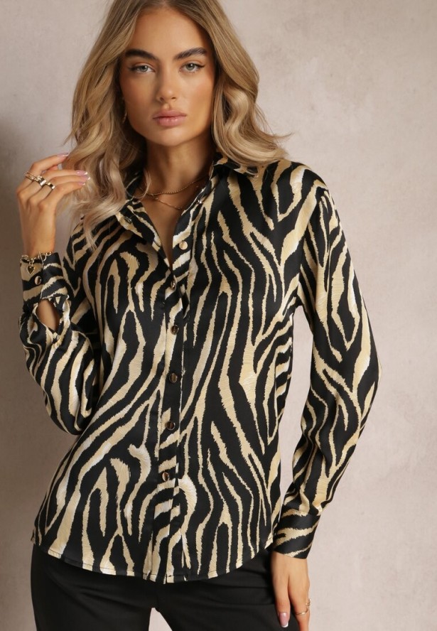 Jasnozielona Koszula z Animal Printem Deseris