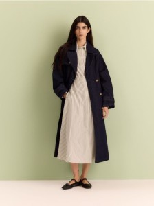 Koszulowa sukienka maxi - złamana biel