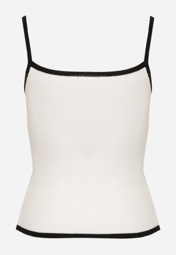 Biały Prążkowany Top z Ozdobnymi Kokardami Evilellis