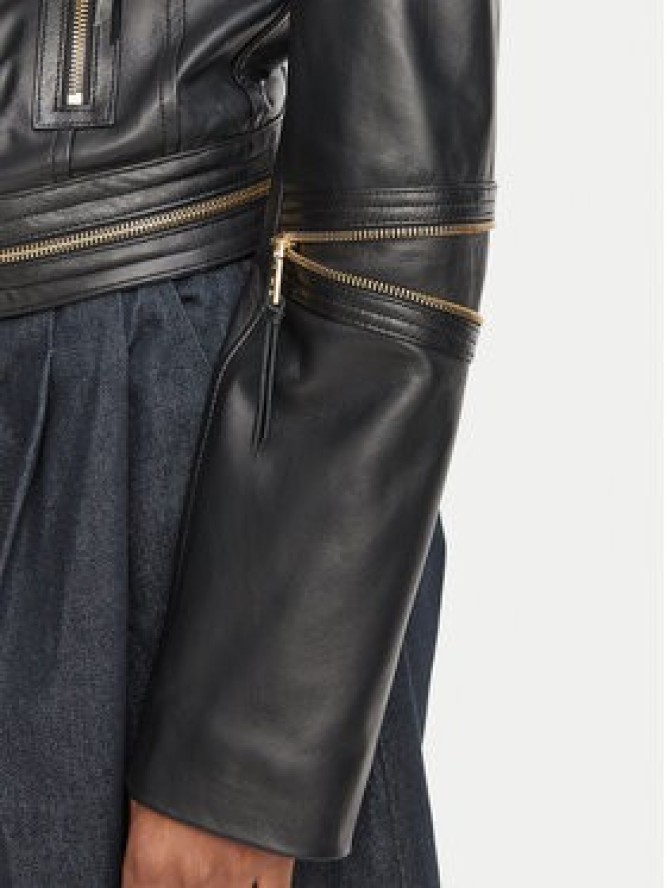 Elisabetta Franchi Kurtka skórzana GD-01Z-66E2-V1490 Czarny Regular Fit
