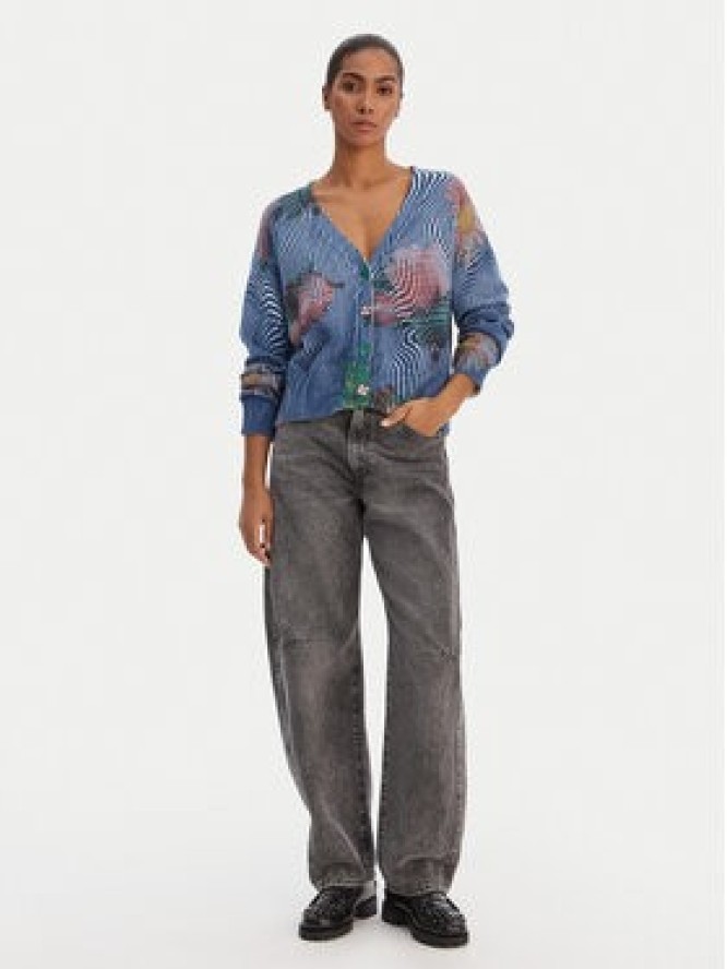 Desigual Kardigan 26SWJF19 Niebieski Regular Fit