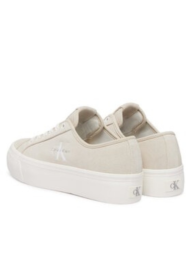 Calvin Klein Sneakersy Vulc Flatf Laceup Suede HW0HW03088 Beżowy