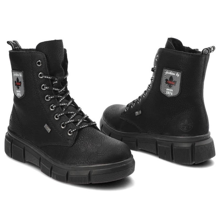 Czarne Botki Rieker Ocieplane Buty Damskie