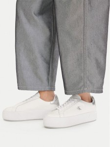 Calvin Klein Sneakersy Flatform Lace Up Lth Met YW0YW01929 Biały
