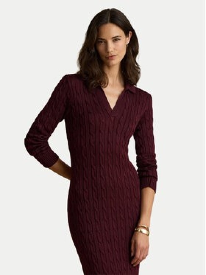 LAUREN RALPH LAUREN Sukienka dzianinowa 200B34422003 Bordowy Slim Fit