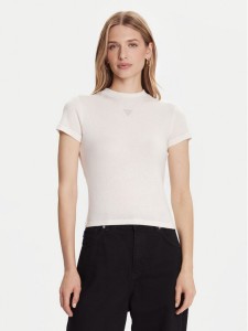 Guess T-Shirt W5BP07 KCGM2 Écru Slim Fit