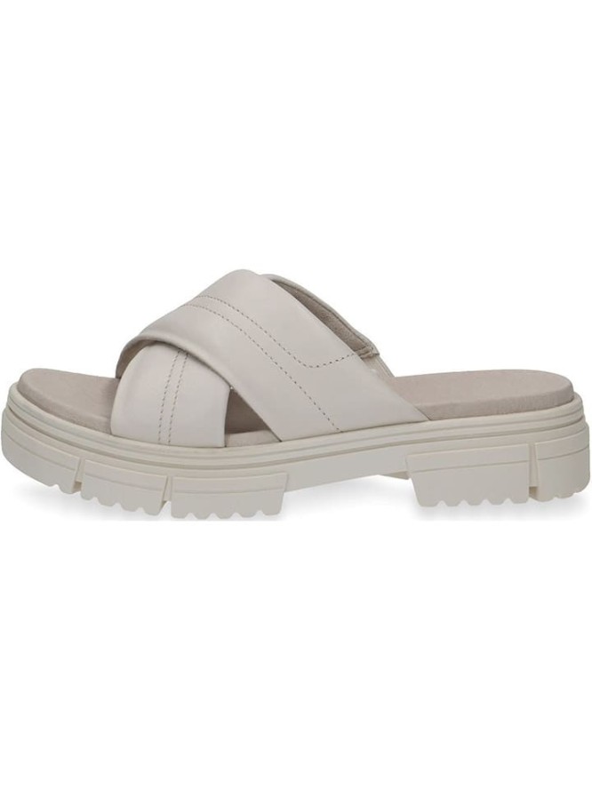 Caprice Skórzane klapki w kolorze kremowym rozmiar: 42