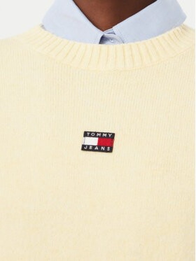 Tommy Jeans Sweter Fluffy Badge DW0DW23831 Żółty jasny Regular Fit