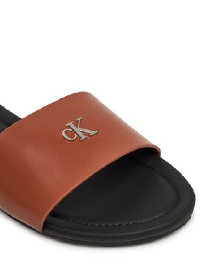 Calvin Klein Jeans Klapki Flat Sandal Slide Mg YW0YW01697 Brązowy