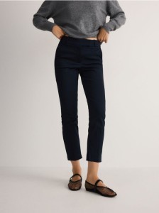 Spodnie cygaretki w kant - granatowy