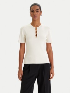 KARL LAGERFELD Bluzka B1W18014 Écru Slim Fit