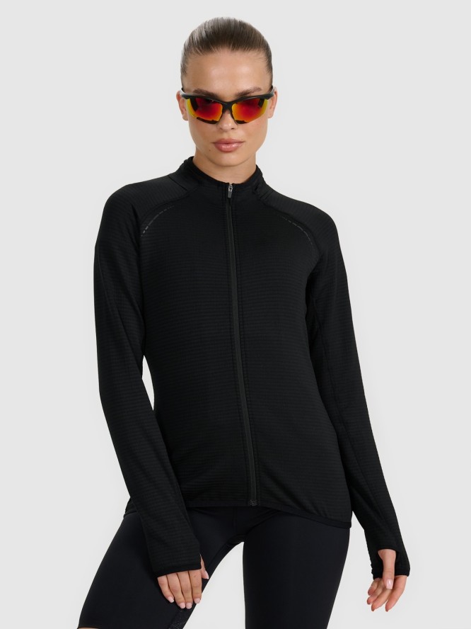 4F Bluza do biegania regular szybkoschnąca damska - czarna XS