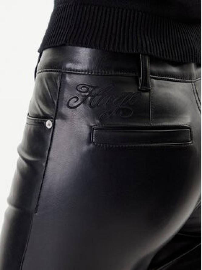 HUGO Spodnie z imitacji skóry Hilano-1 50546790 Czarny Slim Fit