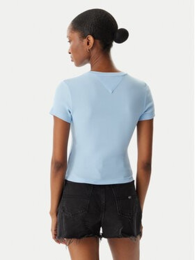 Tommy Jeans T-Shirt Wavy Flag DW0DW22272 Niebieski jasny Slim Fit