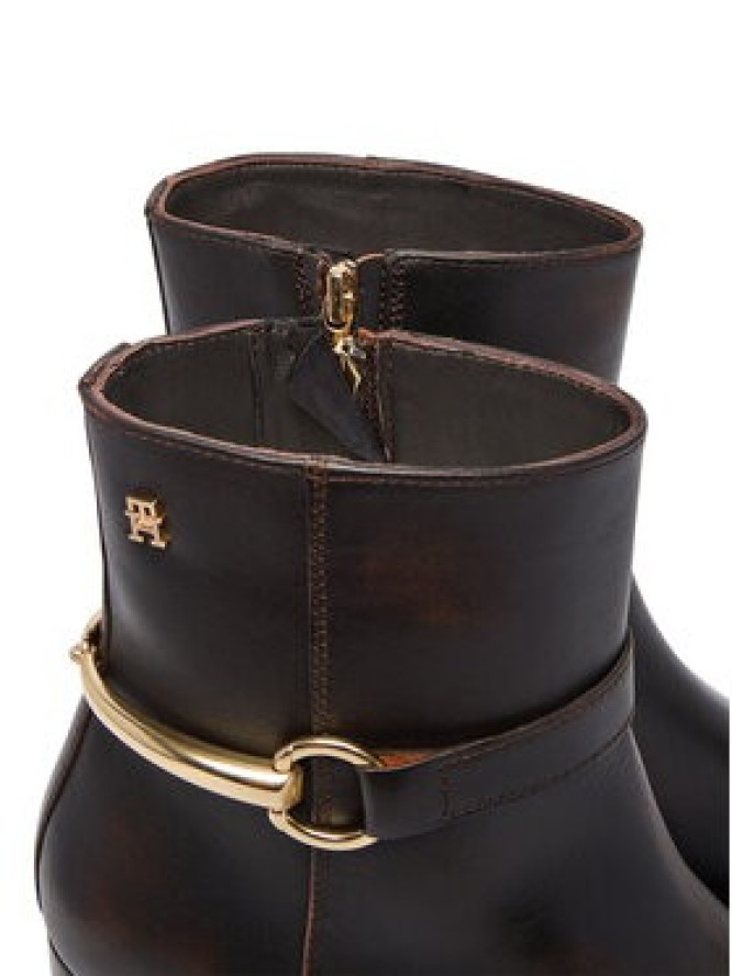 Tommy Hilfiger Botki TH Stud Heel Riding Ankle Boot FW0FW09552 Brązowy ciemny