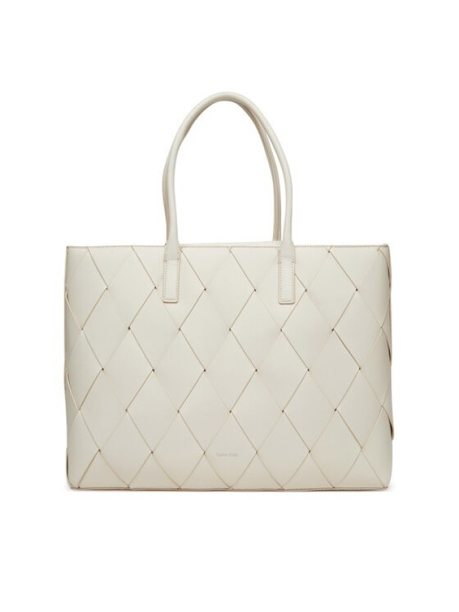 Calvin Klein Torebka Ck Woven Medium Shopper K60K612994 Biały