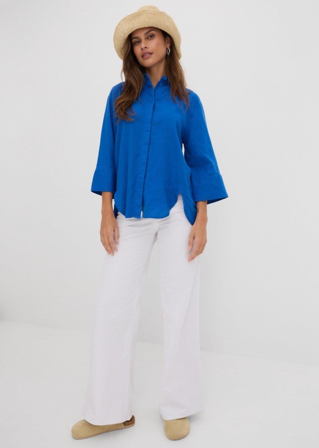 Jeansy ze stretchem wide leg, mid waist