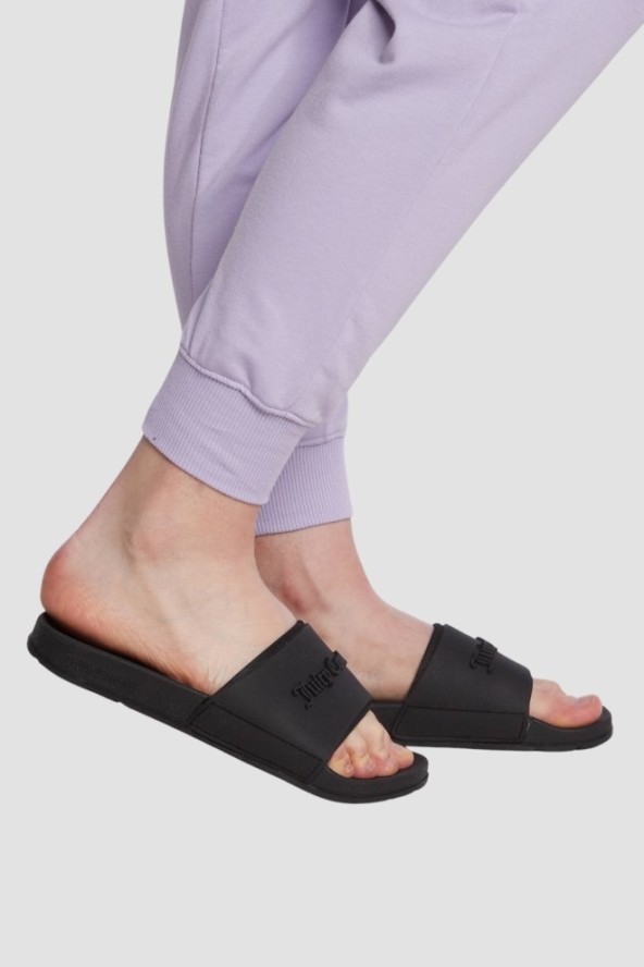 JUICY COUTURE Czarne klapki damskie Embossed Slider, Rozmiar 38