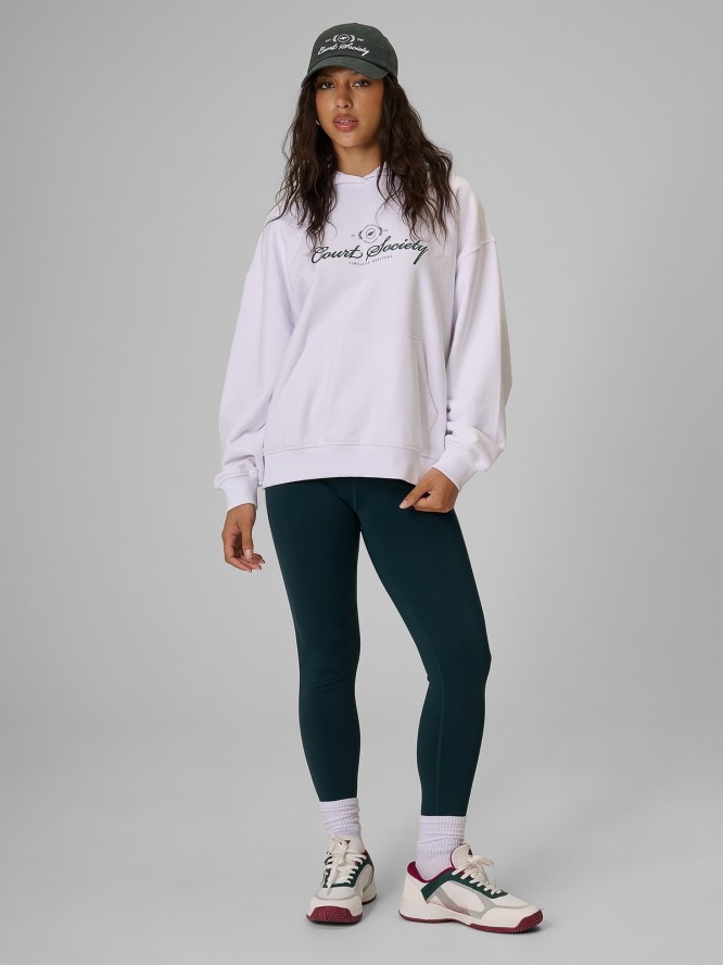 4F Bluza dresowa loose z kapturem damska - biała XL