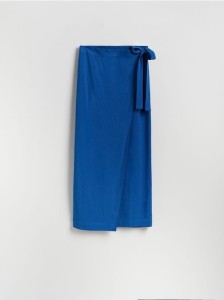 Spódnica maxi z dodatkiem lnu - niebieski