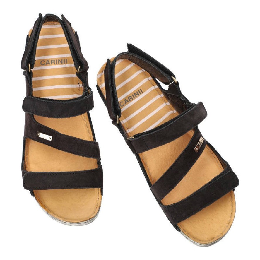 Czarne Sandały Carinii Wygodne Buty Damskie
