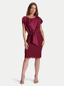 Swing Sukienka koktajlowa 5AI10900 Bordowy Regular Fit