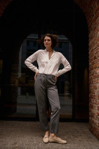 Gładka koszula z wiskozy biała