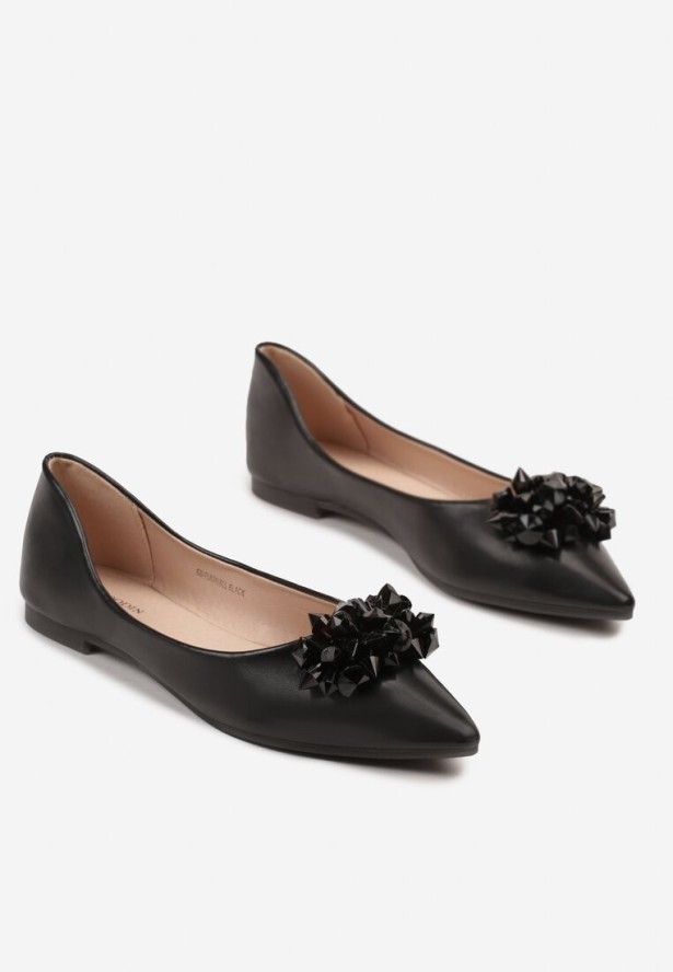 Czarne Balerinki z Ozdobnymi Kryształkami Vevorisa