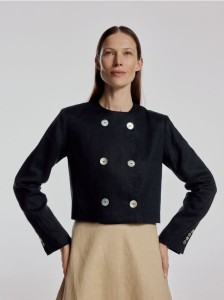 Lniana marynarka - granatowy