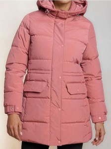 Pikowana kurtka puffer z kapturem - różowy